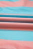 Pink Stripe Colorblock Drop Shoulder Buttoned Collar Side Slit Pullover Top