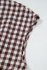 Coffee Plaid Print Full Zipper Cinched Waist Fit Flare Sleeveless Maxi Dress
