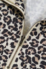 Khaki Leopard Print Zip Neck Striped Webbing Patchwork T Shirt Mini Dress