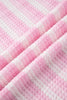 Pink Striped Print Waffle Knit T Shirt