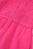 Sachet Pink Swiss Dot Smocked Frilled Neckline Short Sleeve Plus Size Dress