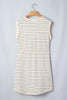Beige Stripe Drawstring Tunic Tank Mini Dress with Pockets