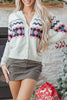 Pink Stripe Geometric Button Up Sweater Cardigan