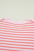 Pink Stripe Textured Knit Sleeveless Casual Sweater Top