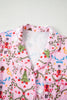 Pink Nutcracker Doll Christmas Print Ribbon Tie Waist Short 2pcs Pajama Set