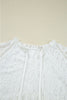 White Tie V Neck Lace Ruffle Detail Long Sleeve Blouse