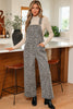Brown Leopard Print Straight Leg Loose Denim Overall Jumpsuit