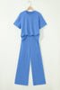 Sachet Pink Solid Cover Oversize Tee Pocketed Casual Pants 2pcs Outfit