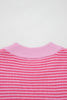 Rose Stripe Contrast Heart Pattern Valentine Knit Sweater