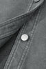 Medium Grey Mineral Wash Chest Pockets Drop Shoulder Shacket with Side Slit