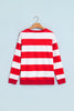 Red Stripe holly jolly Letter Embroidered Pullover Sweatshirt