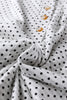 Beige Plus Size Dot Print Striped Patchwork Long Sleeve Henley Top