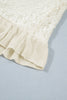 White Sheer Lace Long Sleeve Ruffle Trim Loose Blouse
