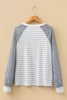 Black Stripe Raglan Patchwork Long Sleeve Tee