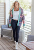 Multicolour Color Block Striped Side Slit Open Front Cardigan