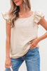 Beige Textured Bow Knot Frilled Butterfly Sleeve Blouse