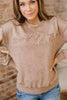 High-rise saved by grace Letter Embroidery Mineral Wash Loose Sweatshirt