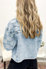 Beau Blue Denim Checkered Pattern Patchwork Womens Casual Jacket