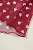 Racing Red Allover Heart Print Mesh Short Sleeve Top