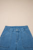 Dusk Blue Retro Washed Patch Pocket Loose Jeans