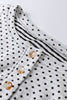 Beige Plus Size Dot Print Striped Patchwork Long Sleeve Henley Top