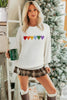 White Chenille Graphic Drop Shoulder Holiday Sweater