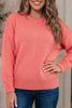 Coral Paradise Drop Shoulder Ribbed Knit Long Sleeve Sweater