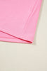 Sachet Pink Plaid Contrasted Double Christmas Tree Patched Raglan Sleeve Pullover 2pcs Short Set