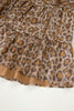 Khaki Leopard Print V Neck Ruffled Sleeve Tiered Loose Mini Dress