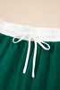 Evergreen Varsity Stripe Detail Drop Shoulder Pullover Mini Skirt Set