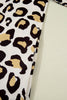 Khaki Leopard Long Sleeve Shift T Shirt Dress with Pockets