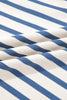 Blue Stripe Short Puff Sleeve Color Block Polo Collar Blouse