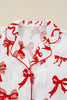 Red Christmas Bow Print Long 2pcs Pajama Set