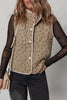 Khaki Floral Print Quilted Concealed Button Vest