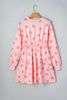 White Polka Dot Printed Long Sleeve Flared Mini Dress