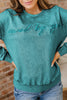 High-rise saved by grace Letter Embroidery Mineral Wash Loose Sweatshirt