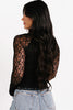Black Sheer Lace Long Sleeve Slim Henley Top