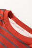 Orange Stripe Contrast Sleeve Patchwork Drop Shoulder Long Sleeve Sweatshirt