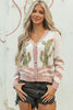 Apricot Desert Cactus Buttoned Front Sweater Cardigan