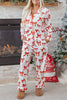 Red Christmas Bow Print Long 2pcs Pajama Set