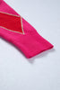 Rose Red Glitter Rhombus Pattern Knit Womens Casual Sweater