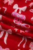 Red Sweet Bow Print Shirt Style Top Long 2pcs Pajama Set