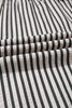 Black Stripe Scallop Trim Shirt Collar Half Button 3/4 Sleeve Long Dress