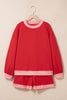 Racing Red Polka Dot Trim Baggy Pullover 2pcs Short Set