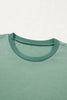 Smoke Green Half Sleeve Raw Seam High Low Side Split Top