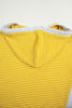 Yellow Stripe Color Block Drawstring V Neck Loose Fit Hooded Top