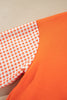 Pink Plaid Sleeve Colorblock Loose Tunic Sweatshirt