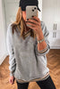 Gray Varsity Contrast Striped Trim V Neck Sweatshirt