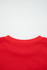 Fiery Red How Bout Them Dawgs Embroidered Script Balloon Sleeve Sweatshirt