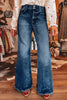 Beau Blue Acid Wash Pocket Detail Flare Jeans